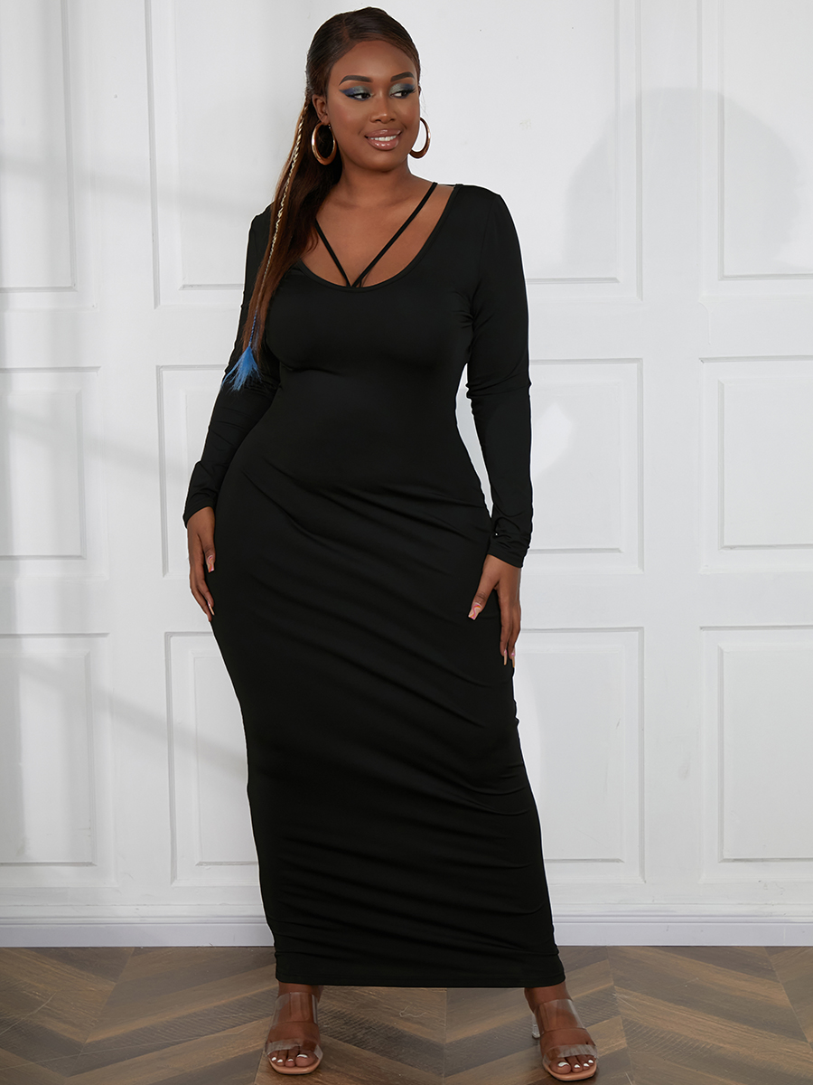 LW Plus Size Criss Cross Bodycon Dress