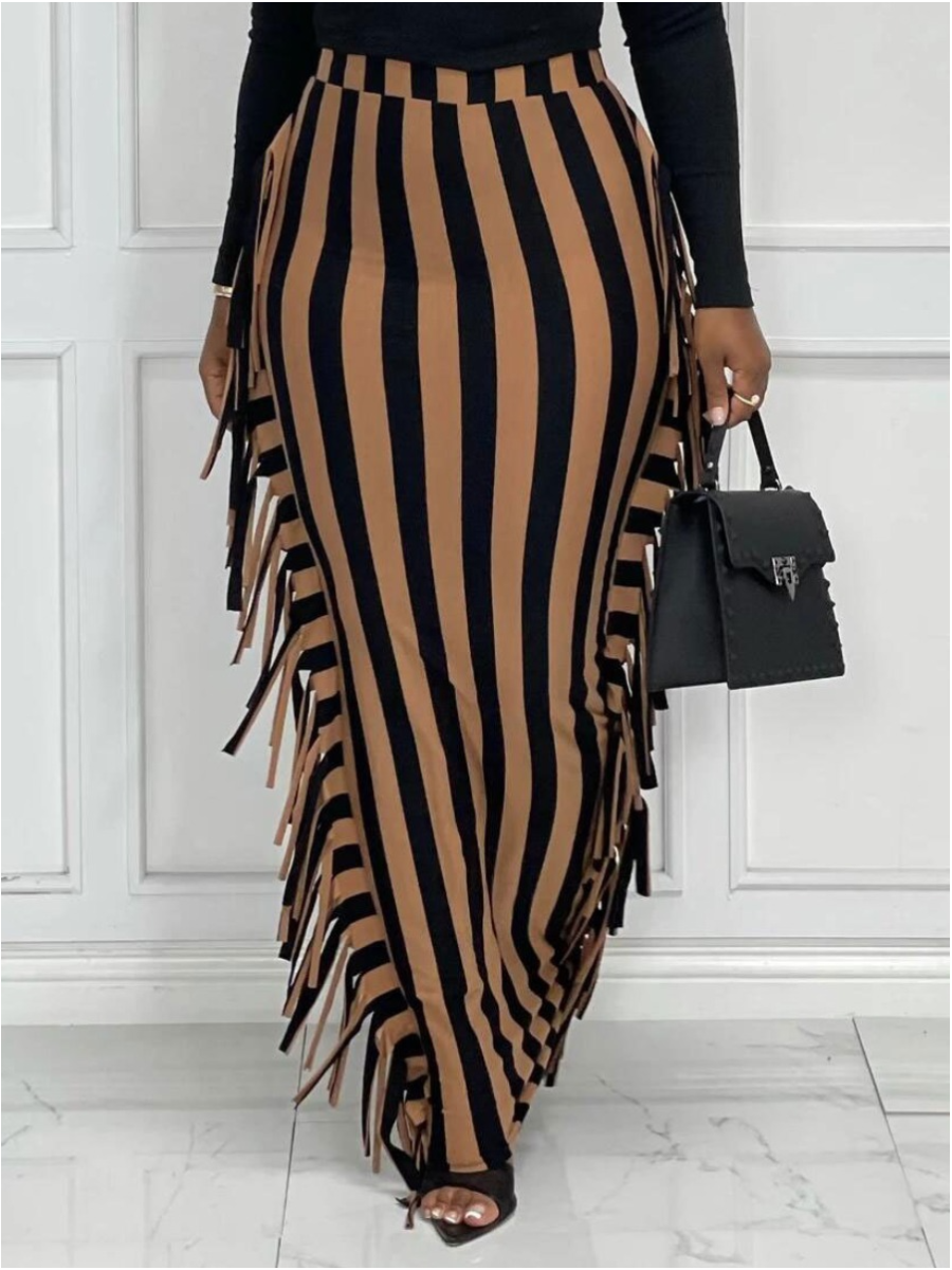 LW Striped Tassel Design Skirt