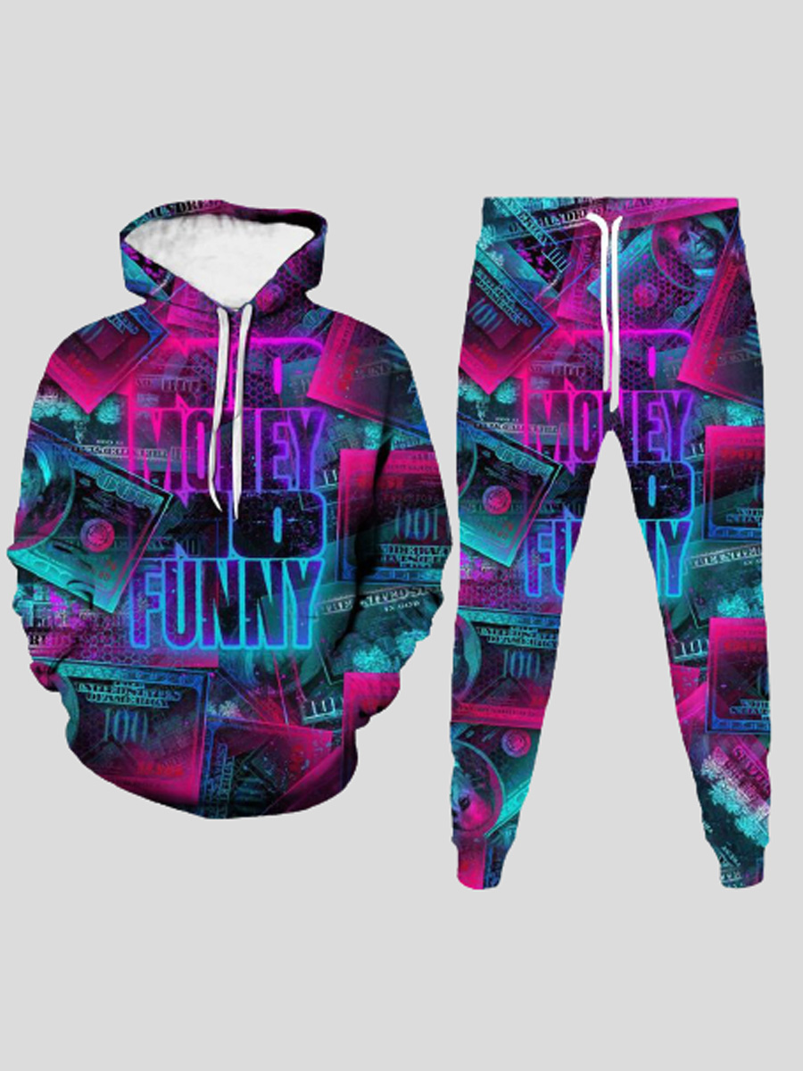

LW Men Tie Dye Gradient Print Tracksuit Set, Multi