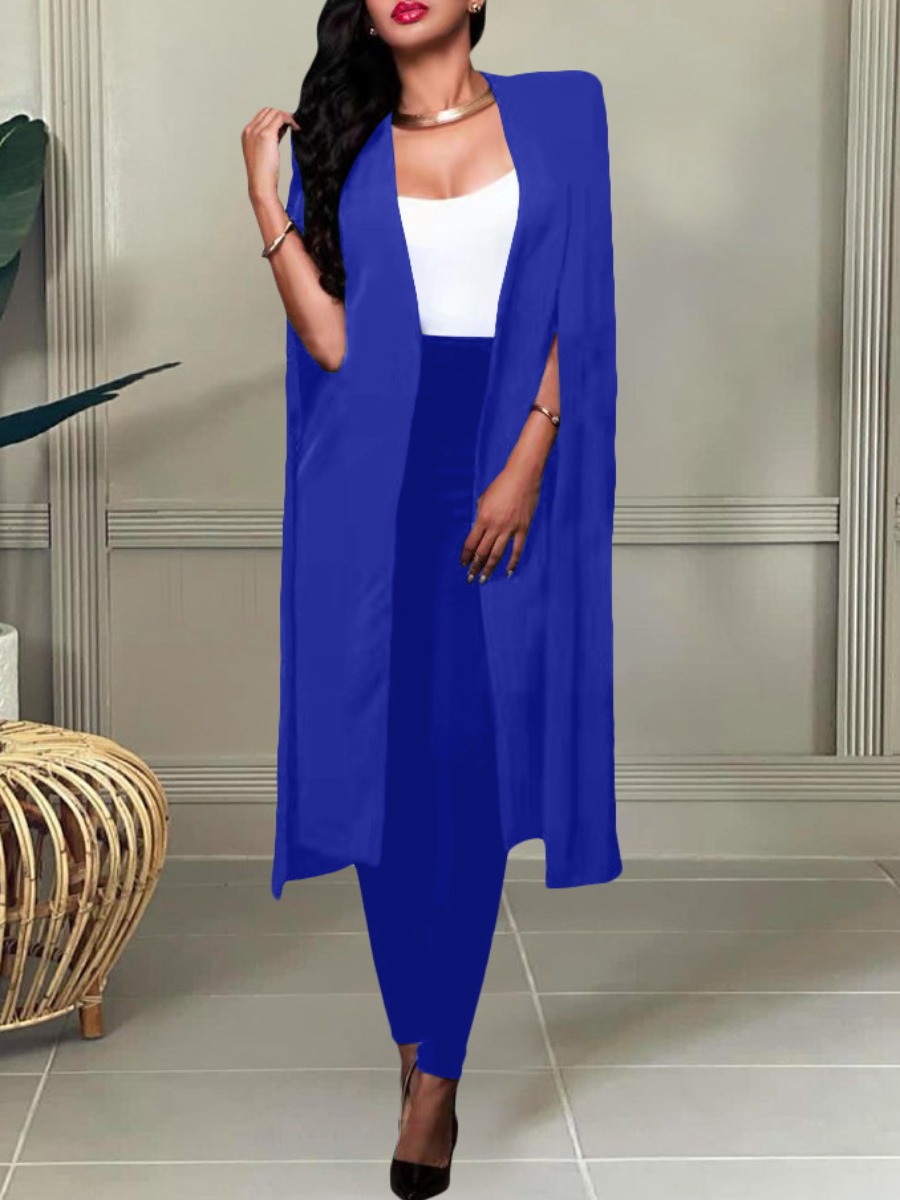 

LW High Split Open Front Pants Set, Blue
