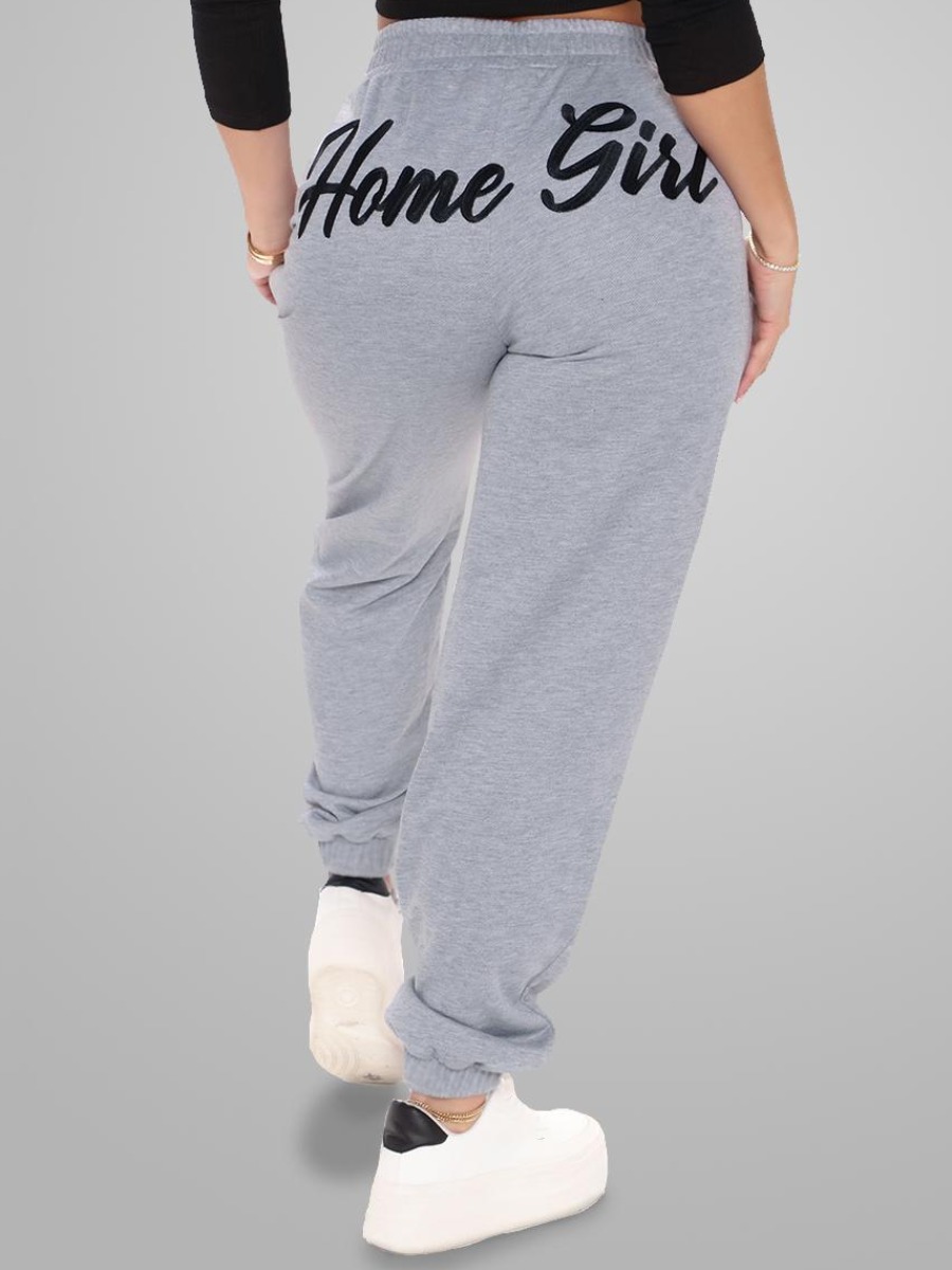 

LW High Waist letter Print Sweatpants, Grey