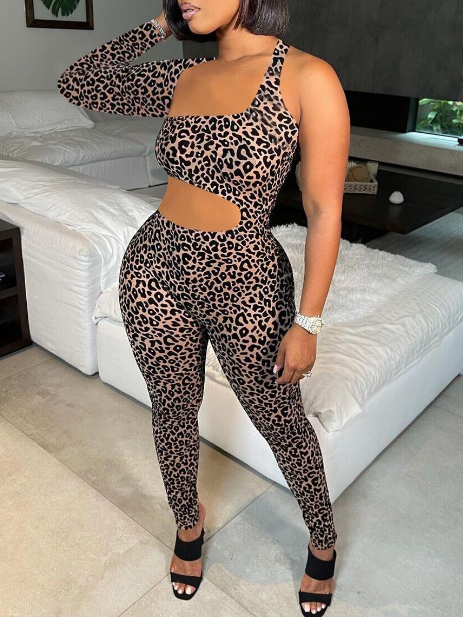 

LW SXY Leopard Print Cut Out Jumpsuit