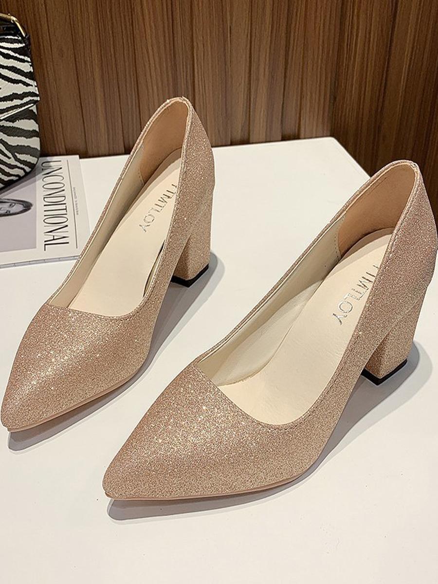 

LW Sequined Basic Solid Pumps, Gold