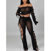 LW SXY See-through Hollow-out Design Pants Set