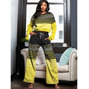 LW Striped Patchwork Pocket Design Pants Set