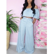 LW Off The Shoulder Wide Leg Pants Set