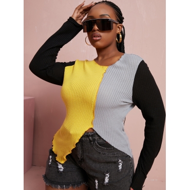 

LW Plus Size V Neck Asymmetrcal T-shirt, Multi