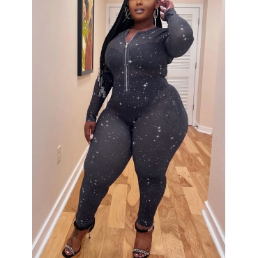 

LW Plus Size Starry Sky Print Jumpsuit, Dark grey