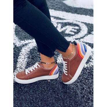 

LW Striped Patchwork Flats, Brown