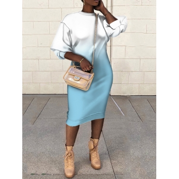

LW Lantern Sleeve Gradient Print Dress