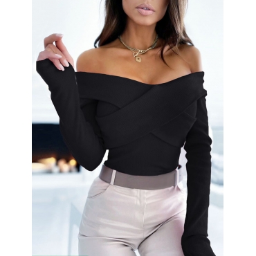 

LW SXY Drop Shoulder Basic Skinny T-shirt, Black