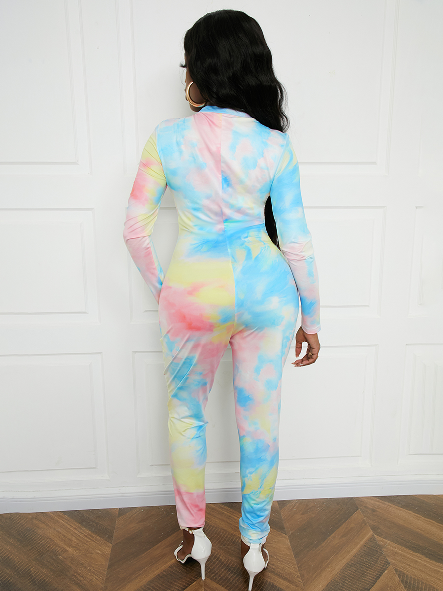 LW SXY Tie Dye Button Design Skinny Jumpsuit