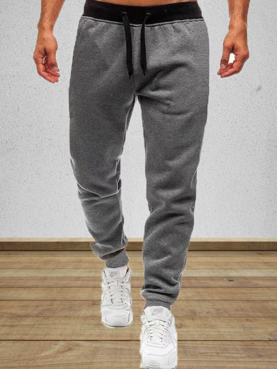 

LW Men Drawstring Patchwork Skinny Pants, Light grey