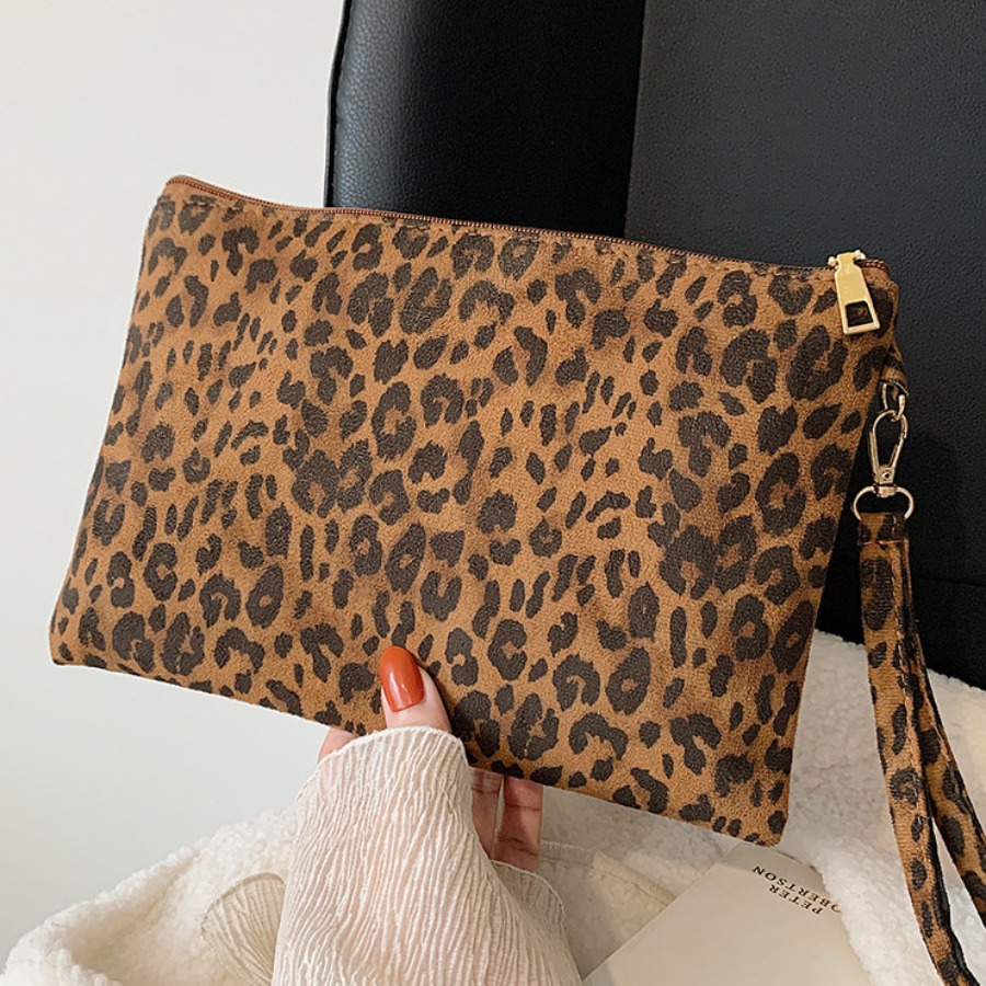

LW Zipper Design Leopard Print Bag, Brown