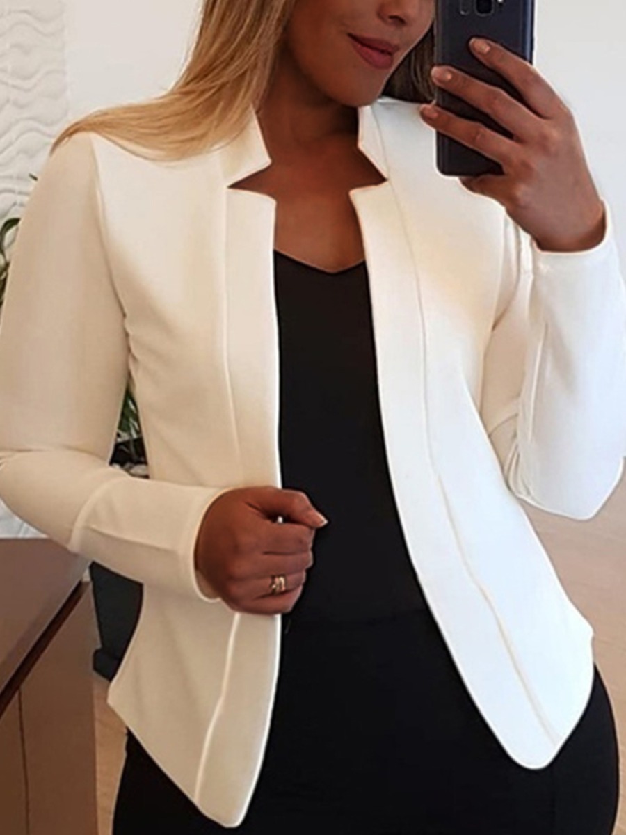 

LW Plus Size Open Front Solid Blazer, White