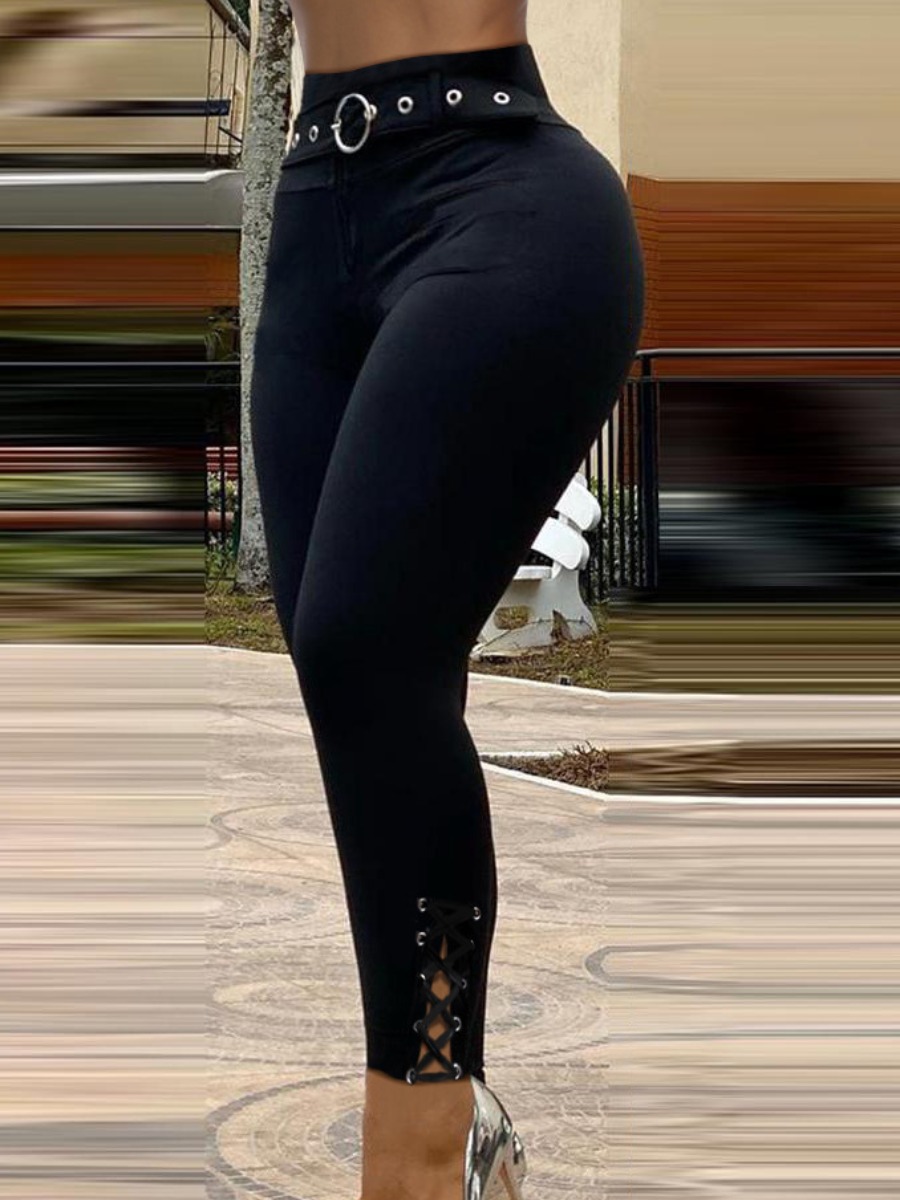 

LW Bandage Hollow-out Design Pants, Black