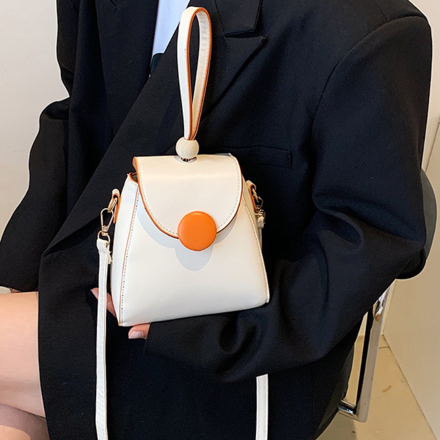 

LW PU Patchwork Solid Messenger Bags, White