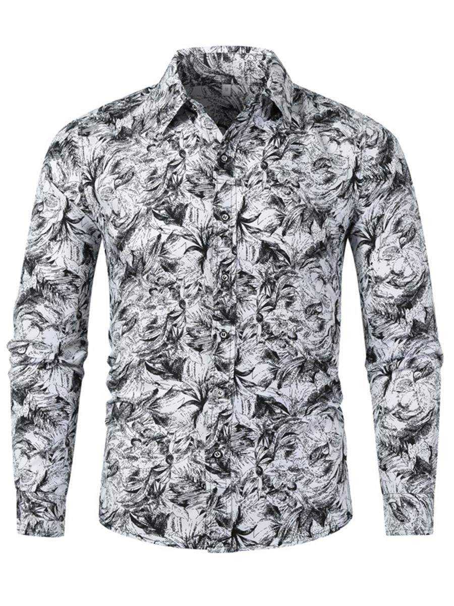 

LW Men Floral Print Shirt, White