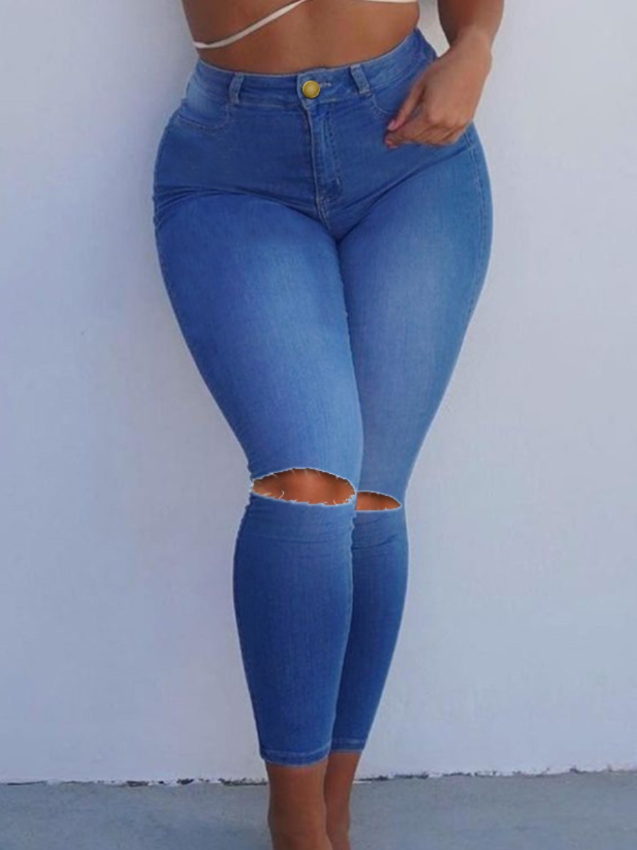 

LW High Rise Ripped Skinny Jeans, Blue
