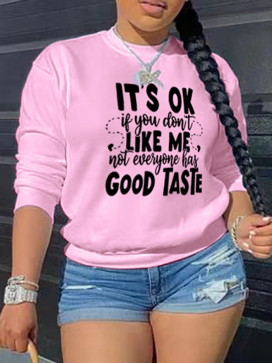 LW Round Neck Letter Print Sweatshirt