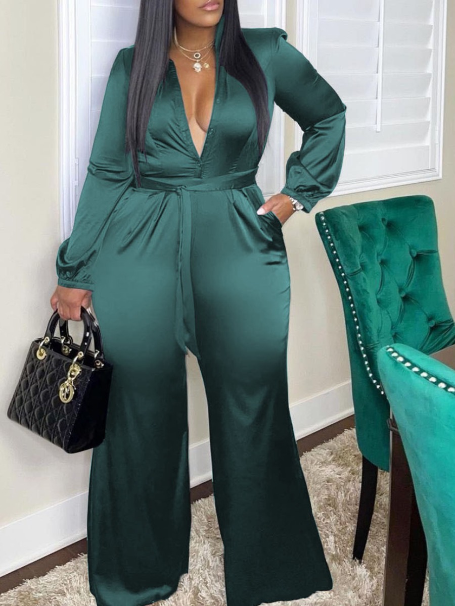 LW SXY Bandage Design Wide Leg Jumpsuit