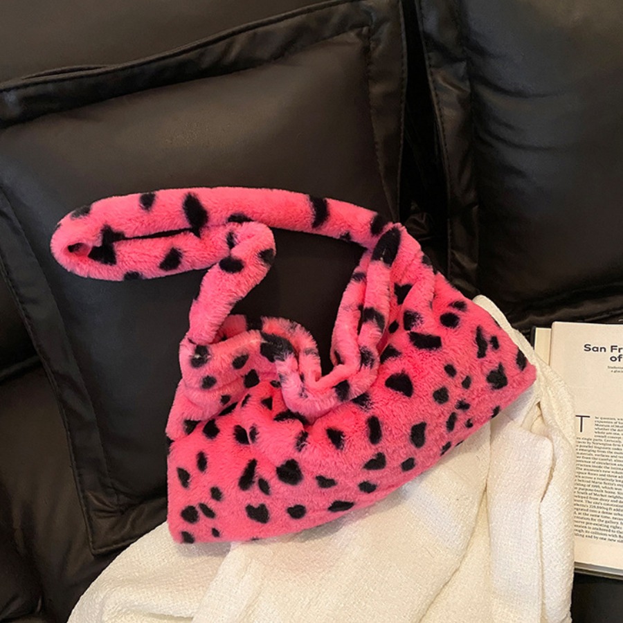 

LW Animal Print Plush Shoulder Bag, Pink