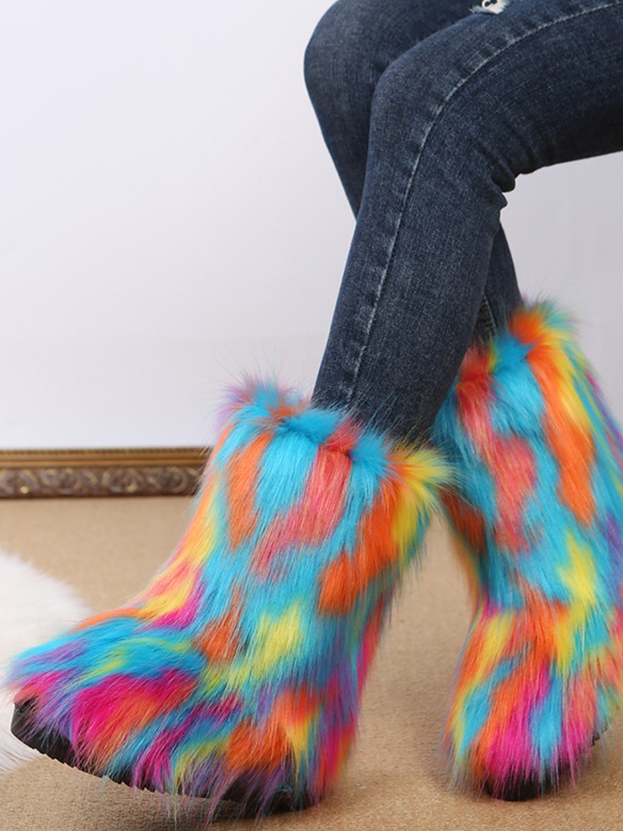 

LW Plush Gradient Print Daily Booties, Multi