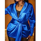 LW Plus Size Satin Bandage Design Blazer Jacket