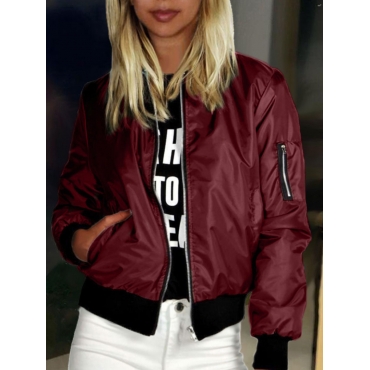 

LW Baseball Collar Pocket Design Jacket, Wine red