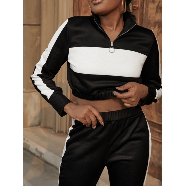 

LW Sweat Striped Patchwork Tracksuit Set, Black