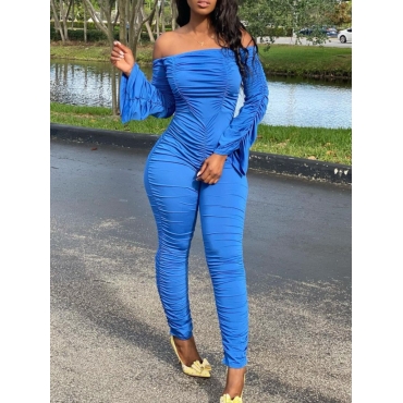 

LW Off The Shoulder Ruched Jumpsuit (Without Belt), Blue