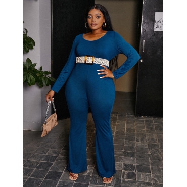 

LW Plus Size Basic Skinny Flared Jumpsuit, Vivid blue
