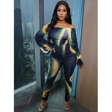 

LW Casual Off The Shoulder Color Block Jumpsuit (Without Belt), Multi