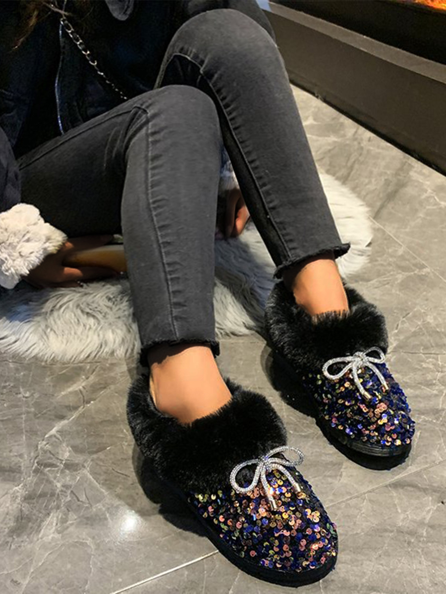 

LW Sequined Bow-tie Decor Flats, Pink