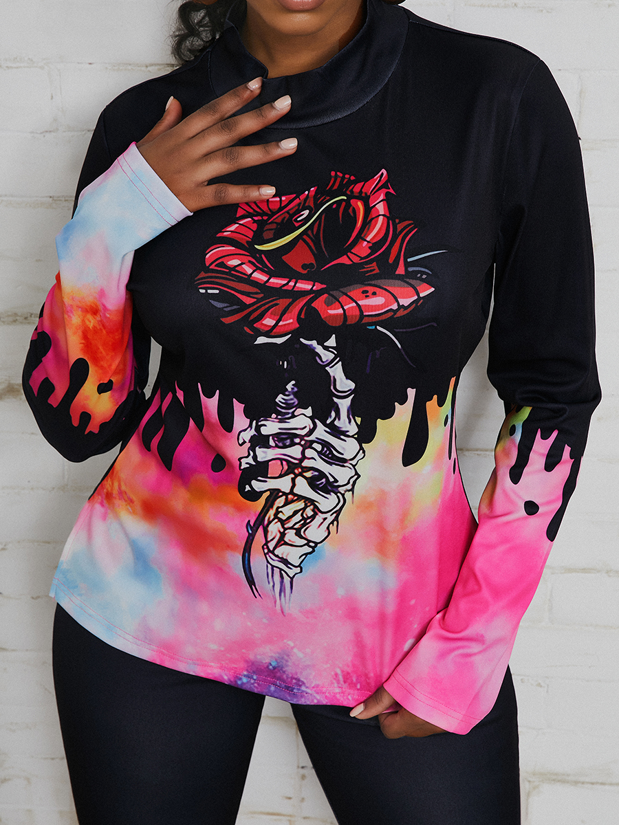 LW Floral Skull Print Patchwork Pants Set
