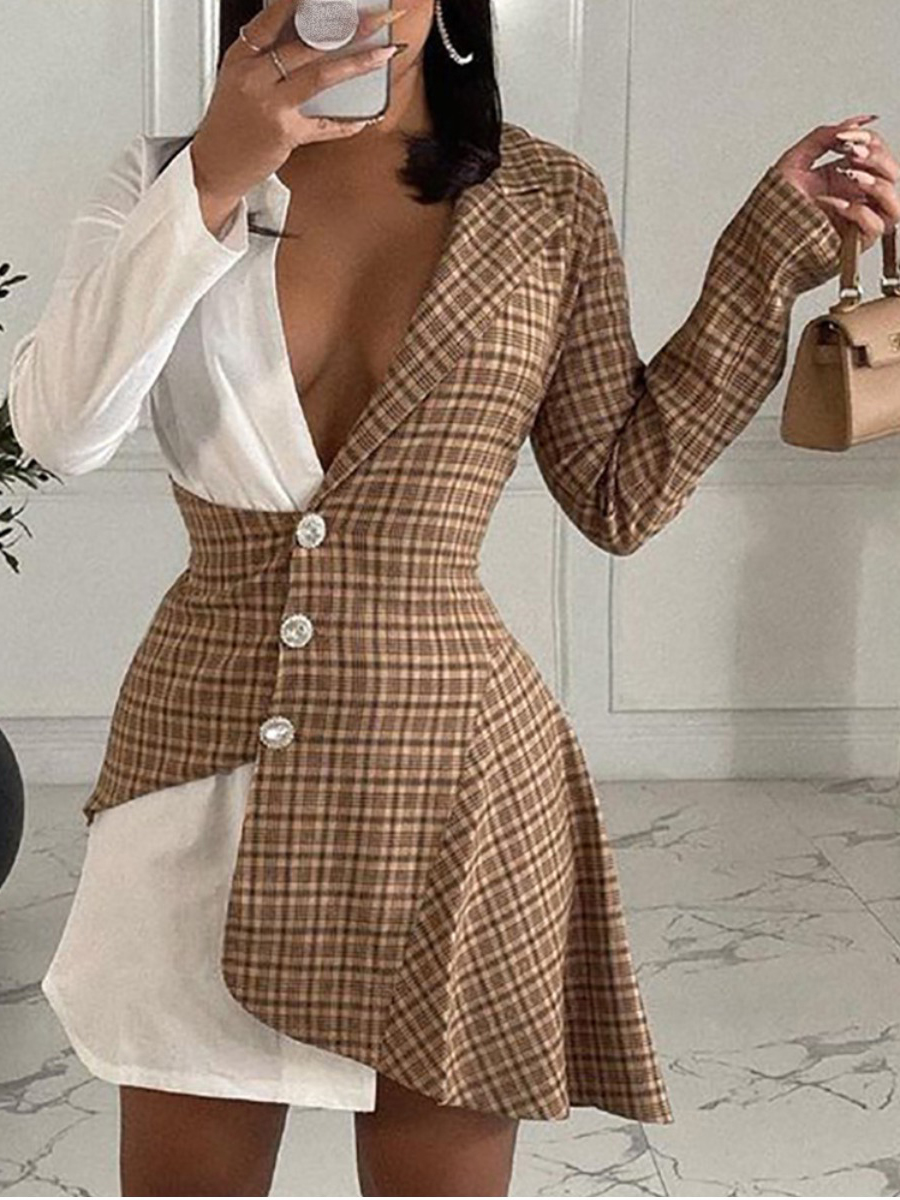 LW Plaid Print A Line Blazer Dress от Lovelywholesale WW