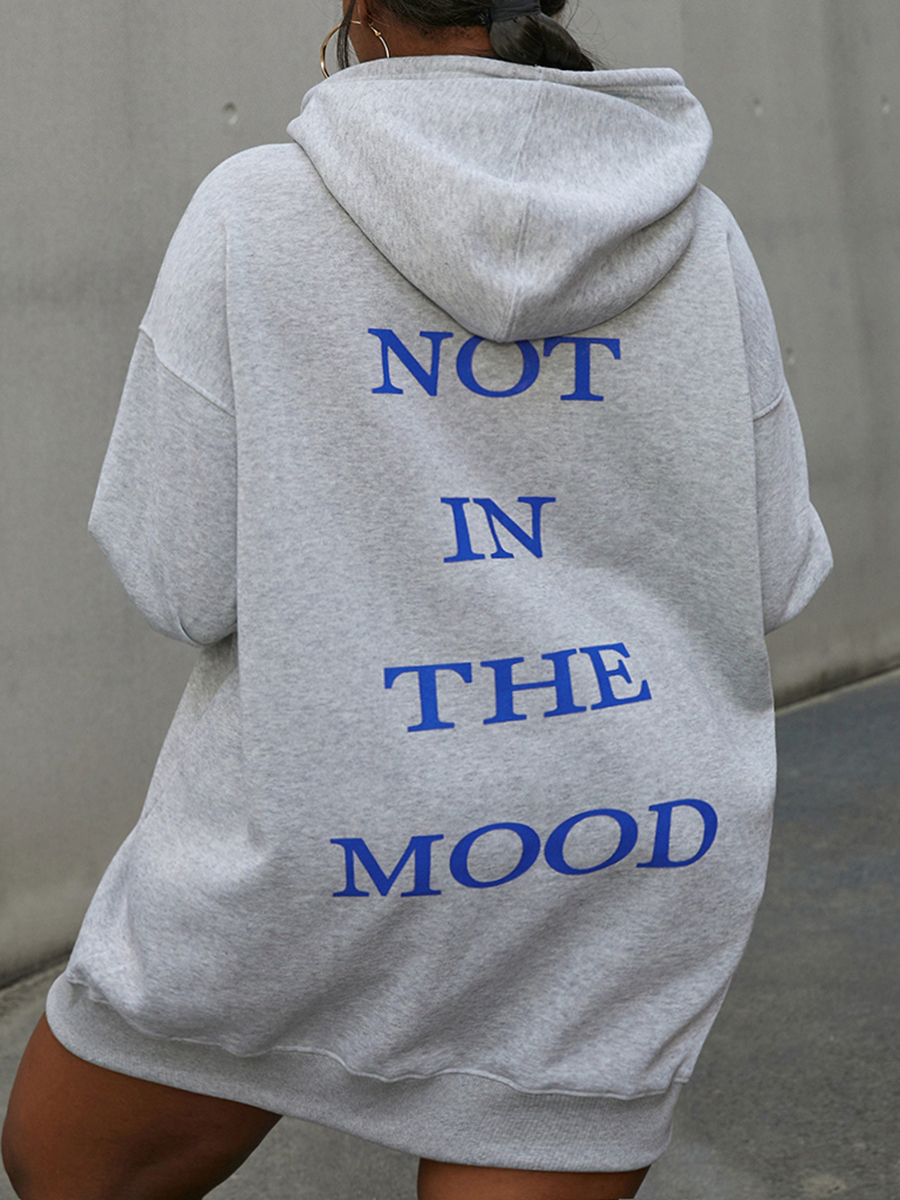 

LW BASICS Cotton Letter Loose Hoodie, Light grey