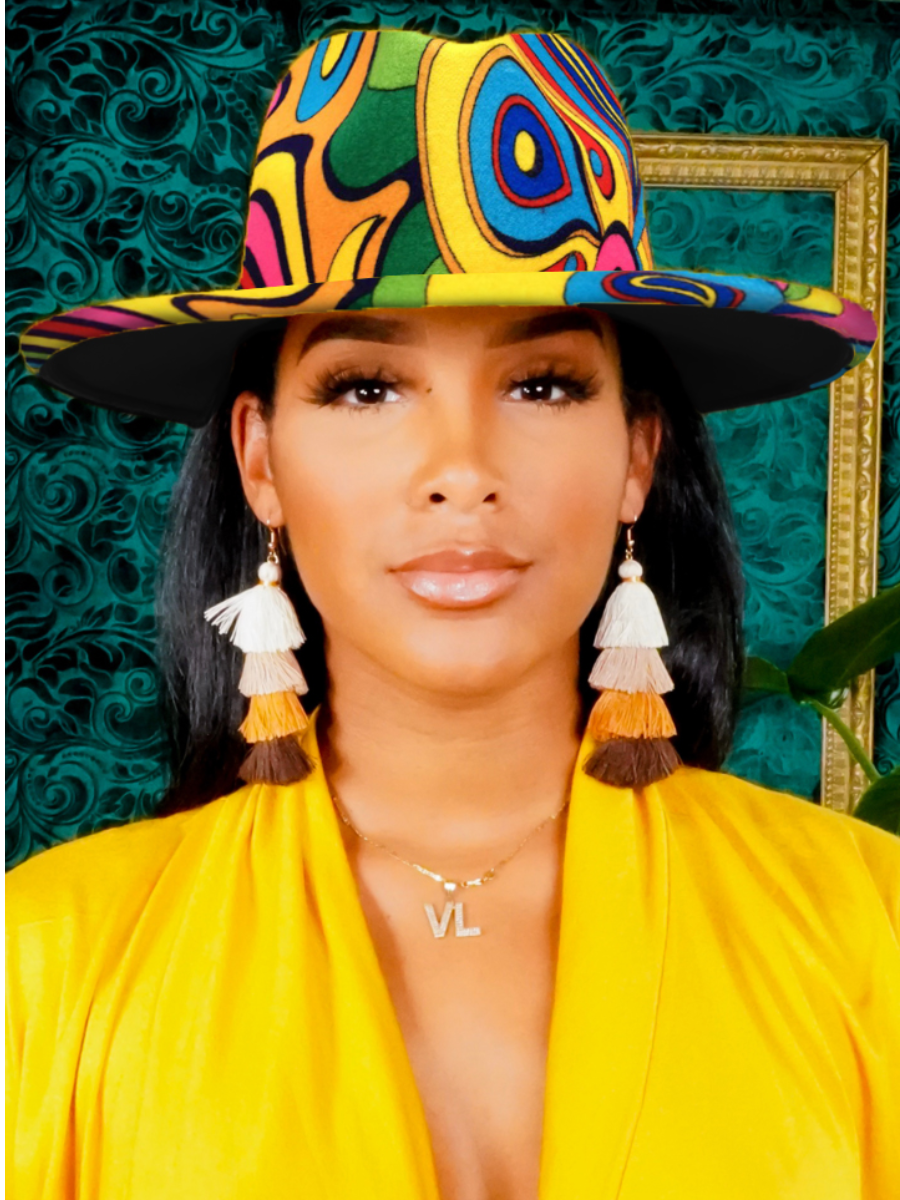 LovelyWholesale Mixed Print Jazz Hat All Seasons Casual Patchwork Spring Summer 2024