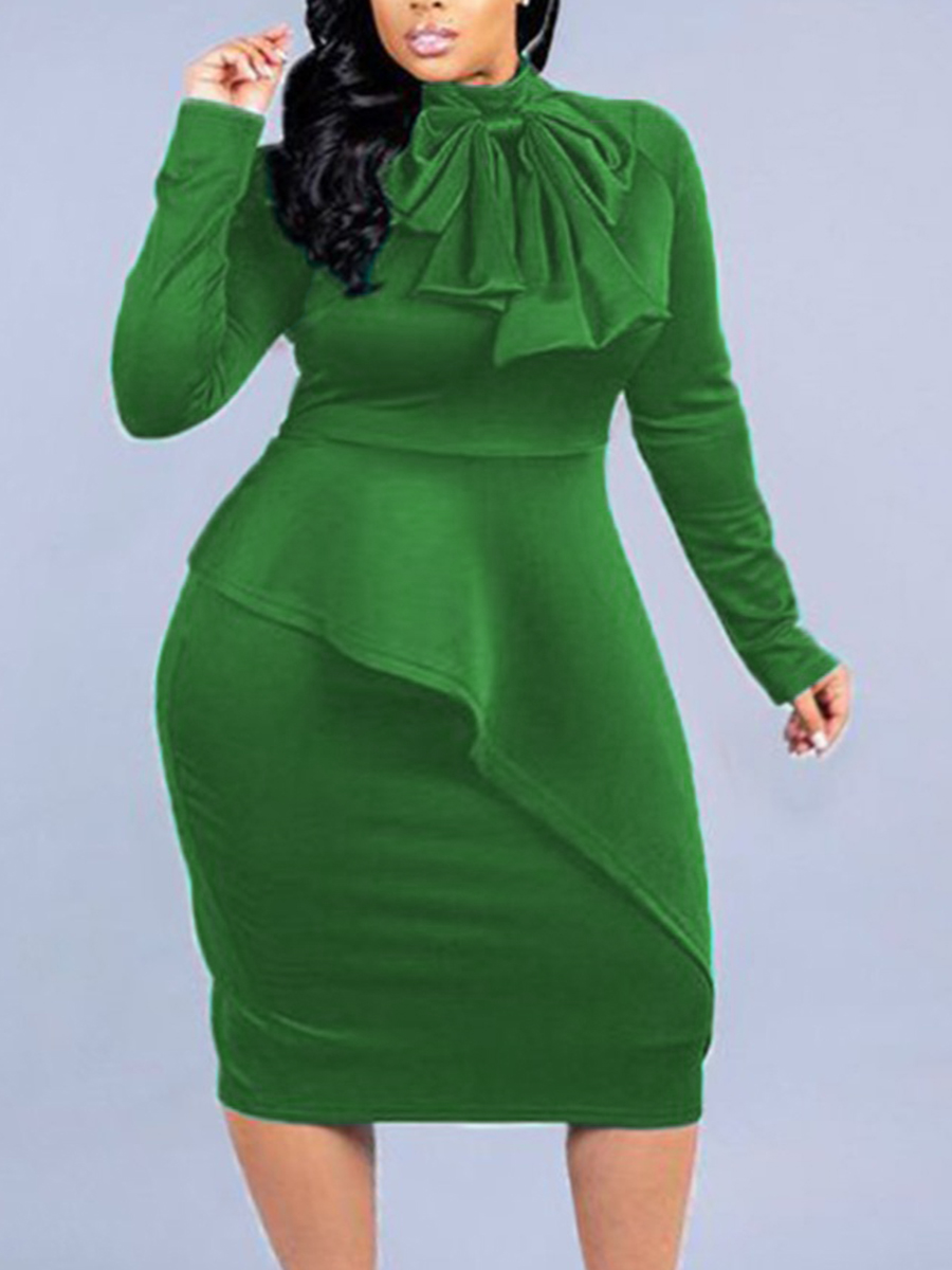 

LW Plus Size Bow-tie Decor Bodycon Dress, Green