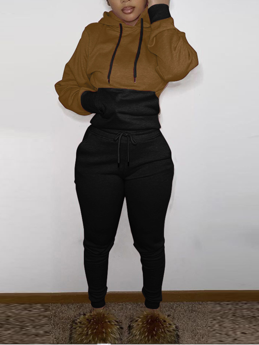 LW Kangaroo Pocket Drawstring Tracksuit Set