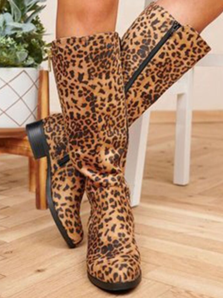 

LW Animal Print Thigh High Boots, Yellow