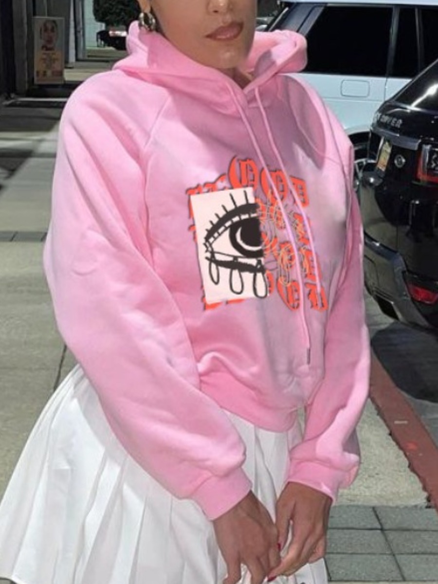 

LW Letter Print Oversized Hoodie, White