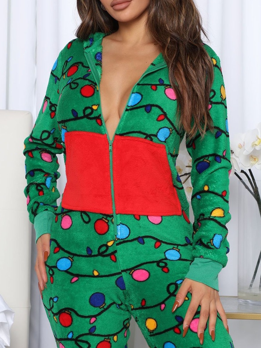 

LW Christmas Day Floral Print Jumpsuit, Green