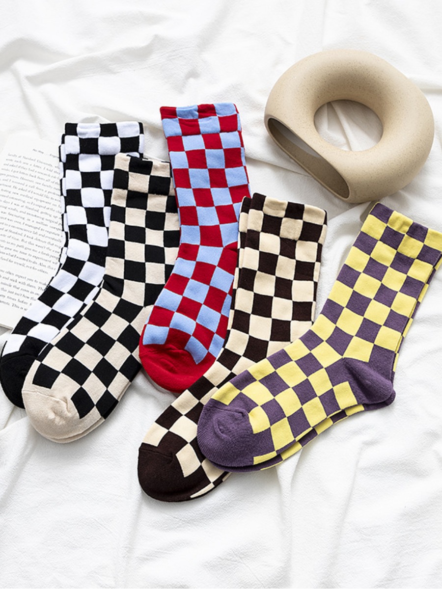 

LW Plaid Print Socks, Multi