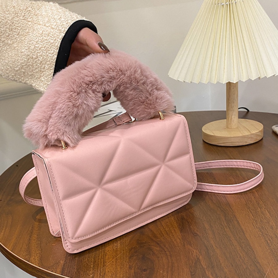 

LW Plush Messenger Bag, Dusty pink