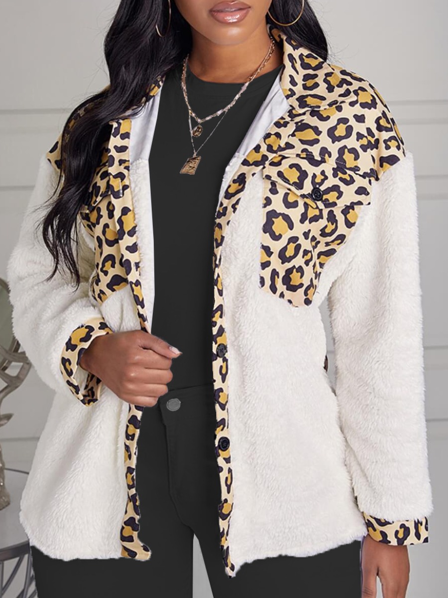 

LW Leopard Print Teddy Jacket, White
