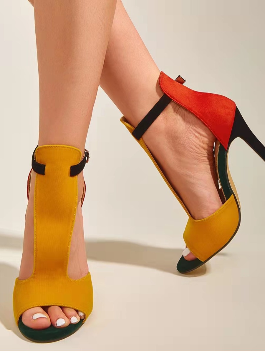 

LW Zip Up Patchwork Heels, Yellow