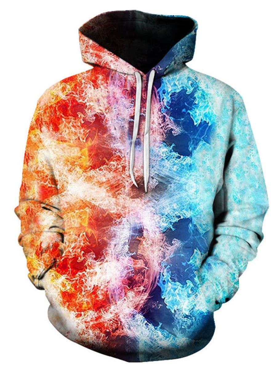 

LW COTTON Men Tie-dye Kangaroo Pocket Hoodie, Multi