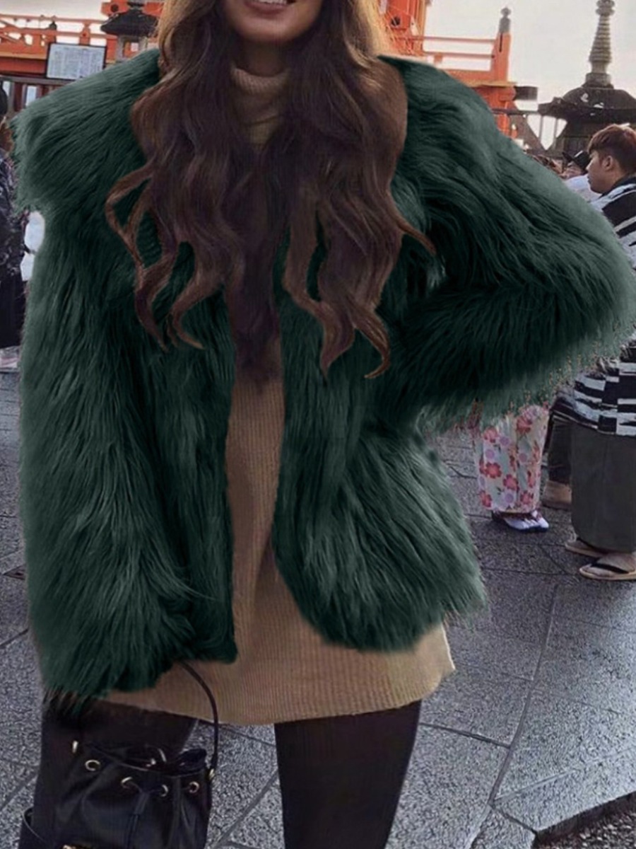 

LW Plus Size Faux Fur Jacket, Black green