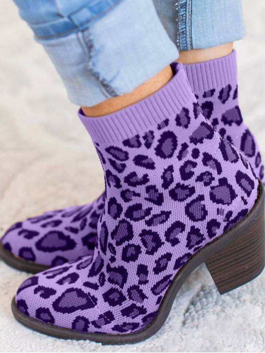 

LW Animal Print Booties, Purple